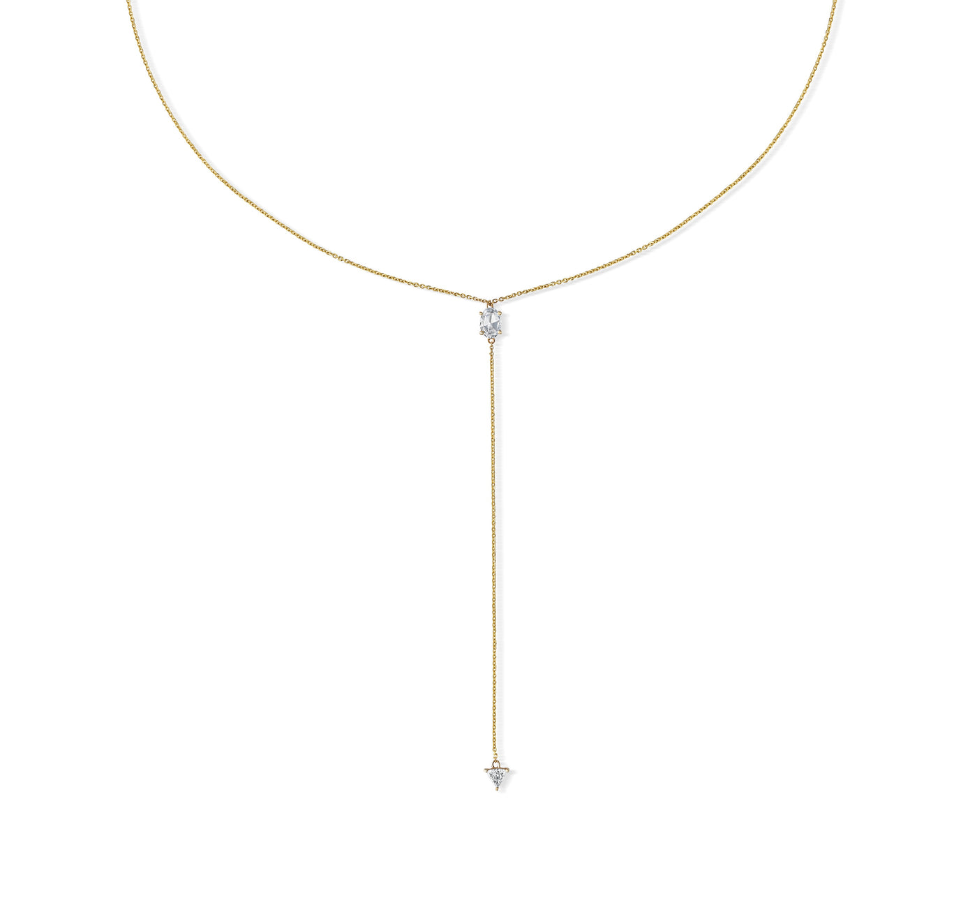 Mademoiselle Oval and Trillion Lariat Necklace